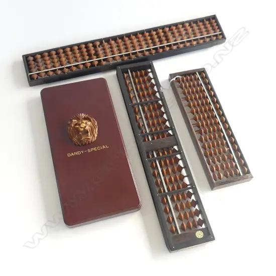 3 JAPANESE ROSEWOOD ABACAS L380MM LONGEST with DANDY SPECIAL CALLIGRAPHY BOX