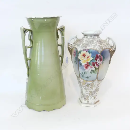 2 LG DECORATIVE VINTAGE VASES H. 375 & 320MM