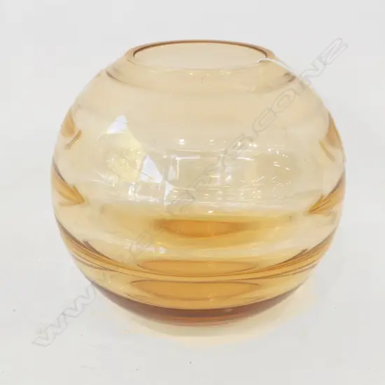 WHITE FRIARS OPTIC AMBER GLASS VASE H. 200MM