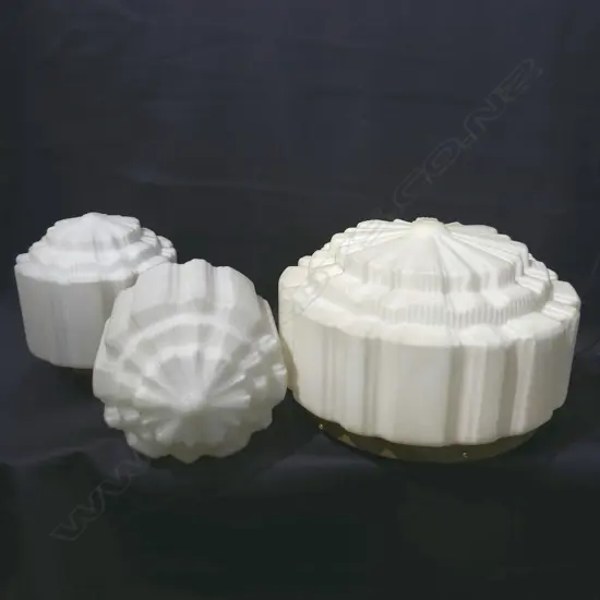 THREE DECO FROSTED GLASS PENDANT LIGHT SHADES -220MM-340MMW