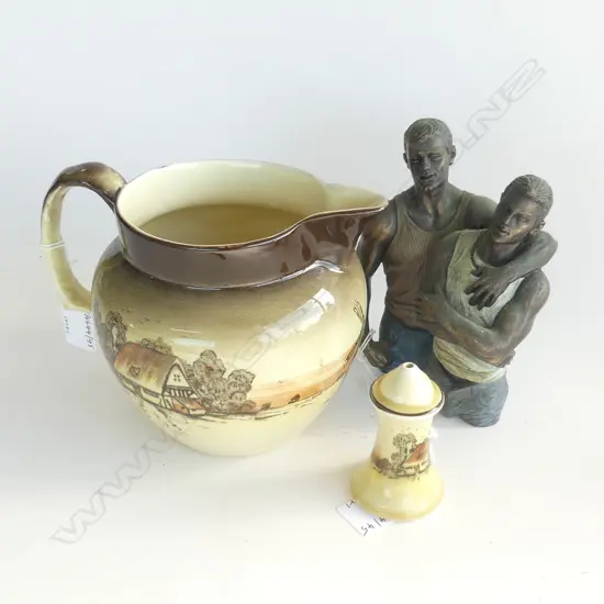 LARGE COUNTRYSIDE JUG H160MM MATCHING SALT 85MM &MALE TORSO FIGURES H160MM