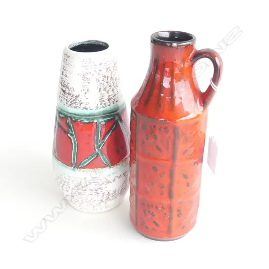 2 MID CENTURY GERMANY POTTERY VASES; SCHEURICH & BAY H.185 & 210MM