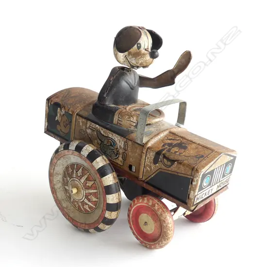 DISNEY MICKEY MOUSE DIPSY CAR (LINEMAR, 1961). MECHANICAL 