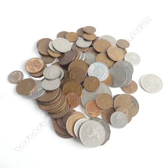 BAG OLD MIXED COINS, NZ & WORLD