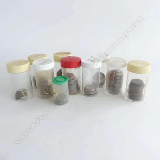 BOX 10 TUBES OF  WORLD COINS EG. SINGAPORE, PORTUGAL, FIJI, EGYPT ETC..  ETC..