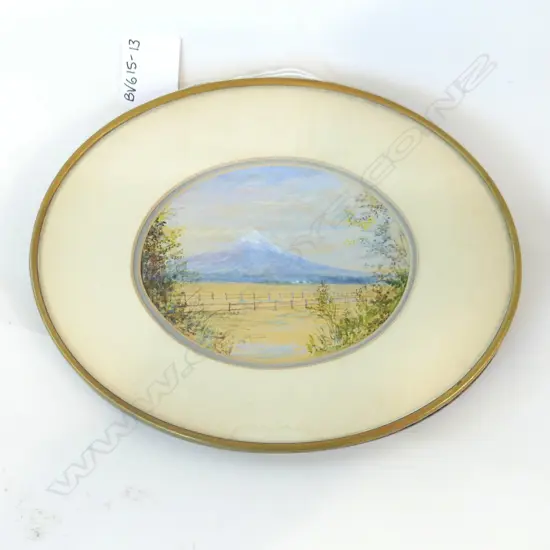 SMALL OVAL WATERCOLOUR N.Z SCENE 200 X 160MM INCL FRAME