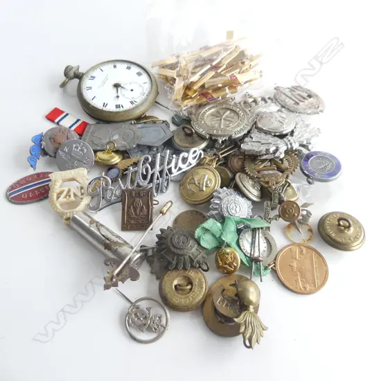 BAG ASST OLD MEDALS, METAL BUTTONS,ETC..