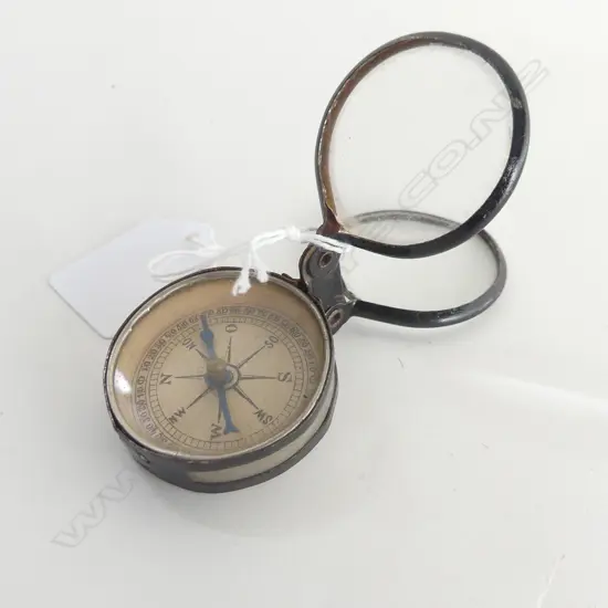 ANTIQUE COMPASS WITH HINGED GLASS & MIRRORED BACK