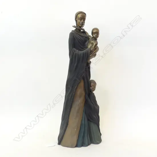 LG SOUL JOURNEYS  MASSAI 'BRONZED' FIGURE 'MOTHERS EMBRACE' H. 500MM