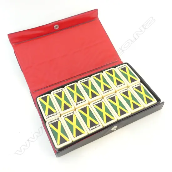 OLD CASED JAMAICAN DOMINOES SET 