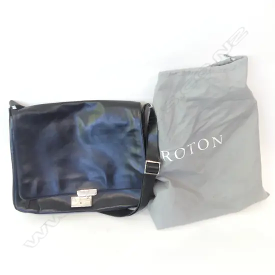 LG OROTON BLACK LEATHER  SATCHEL & DUST BAG (370 X 290MM)