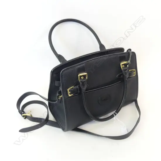BLACK LEATHER DOONEY & BOURNE (USA) HAND BAG WITH DETACHABLE SHOULDER STRAP  L. 290MM