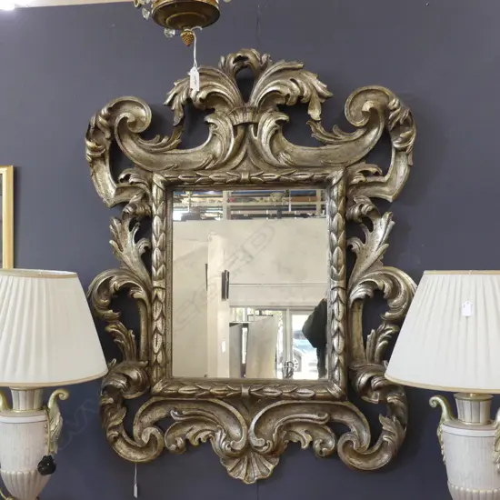 LG DECORATIVE SILVERED MOULDED  FRENCH STYLE WALL MIRROR 1220 X 950MM