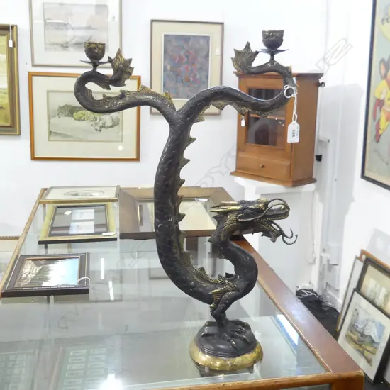 BRASS DRAGON CANDLESTICK H590MM