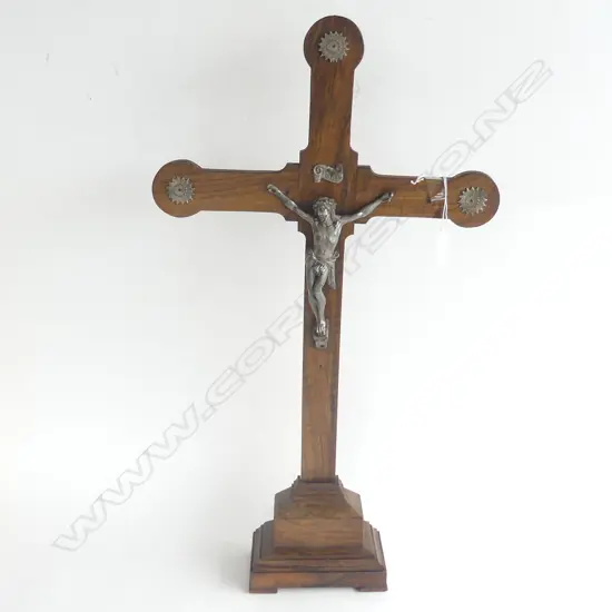 ART NOUVEAU STANDING WOODEN CRUCIFIX H. 600MM