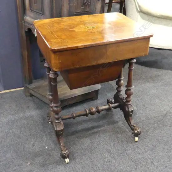 VICTORIAN SEWING TABLE WITH INLAID TOP