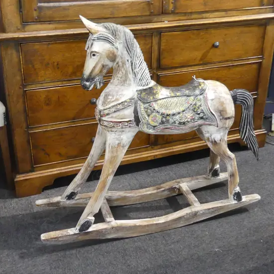 CARVED WOOD CHILDS ROCKING HORSE H960MM L1M20MM