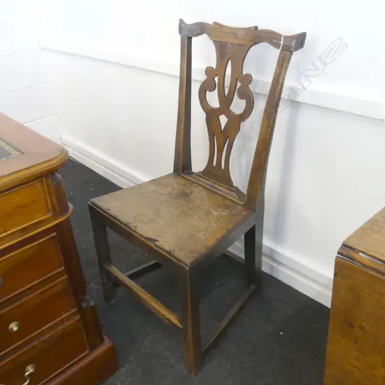 GEORGIAN OAK CHAIR WITH ORNATE BACK