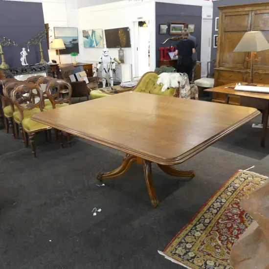 UNCOMMON WILLIAM IV EXTRA LARGE PEDESTAL DINING TABLE 1850 X 1510MM