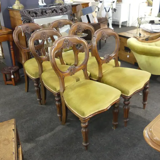 6 VICTORIAN BALLOON BACK CHAIRS 