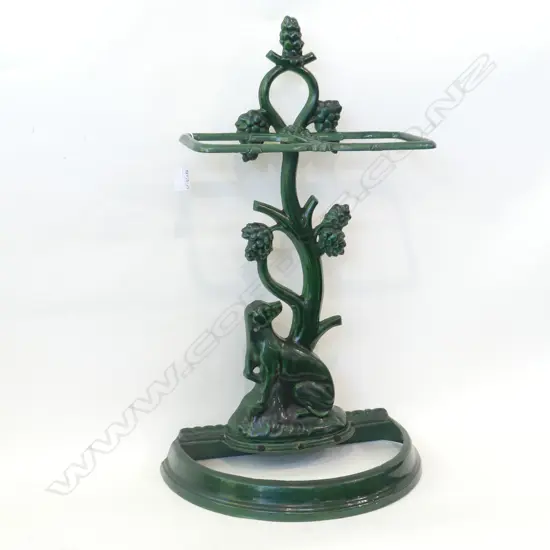 GREEN PAINTED METAL UMBRELLA STAND H. 690MM