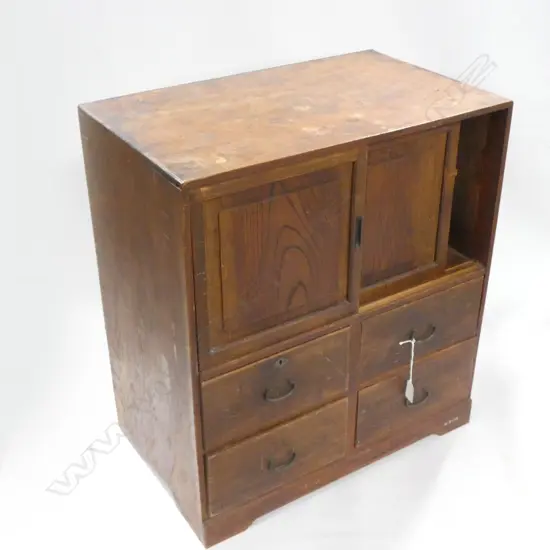 VINTAGE JAPANESE TANSU SMALL BEDSIDE CHEST - 575 X 310 X 600MM...