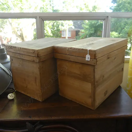 2 CEDAR TIN-LINED TEA STORAGE BOXES