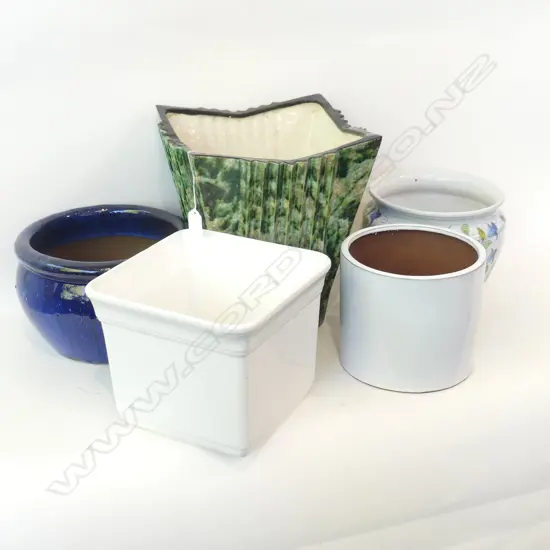 5 LG ASST CERAMIC & STONEWARE JARDINIERES  TALLEST H. 290MM