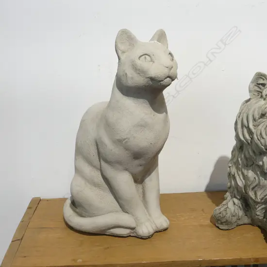 CONCRETE GARDEN SITTING CAT SCULPTURE h.370mm