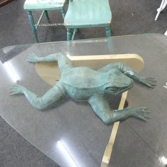 LARGE BRONZE FROG GARDEN FOUNTAIN WATER SPOUT L830MM H165MM