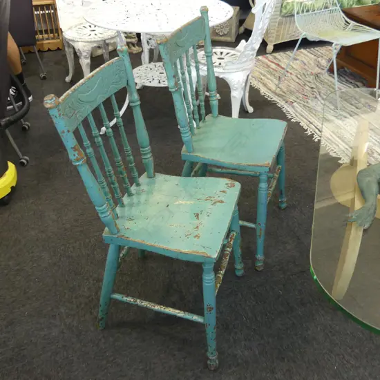 TWO PAINTED COUNTRY CHAIRS