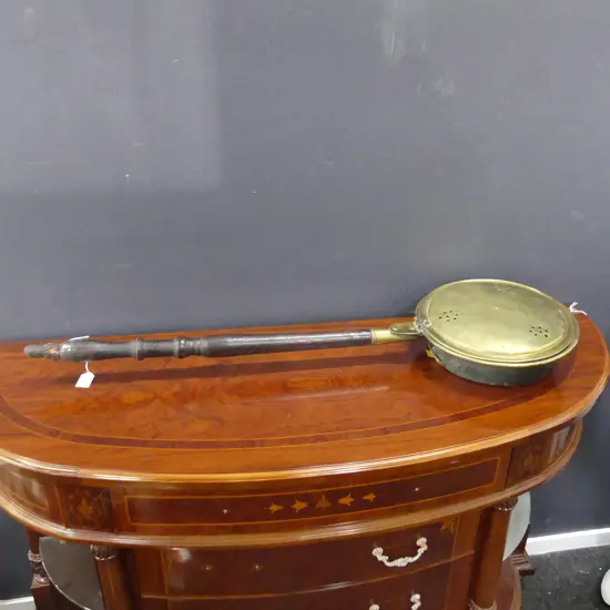 OLD BRASS BED WARMER L. 990MM