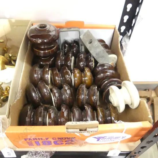 BOX ASST VINTAGE CERAMIC INSULATORS