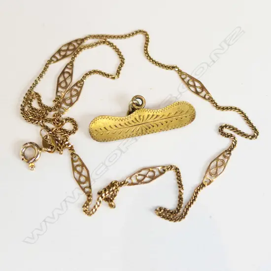10CT GOLD FINE CHAIN 2.67gm & 9CT GOLD PIN 1gm
