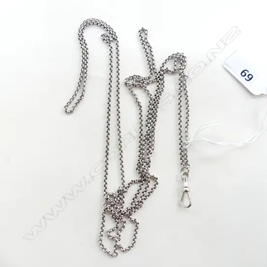 VINTAGE SILVER MUFF CHAIN L.1340mm