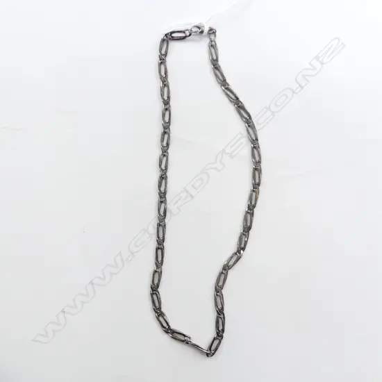 SILVER DOUBLE OVAL FLAT LINK NECK CHAIN L.400mm