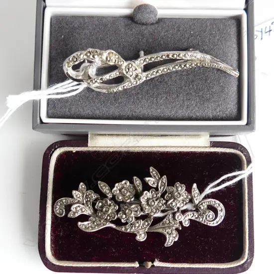 2 SILVER & MARCASITE BROOCHES