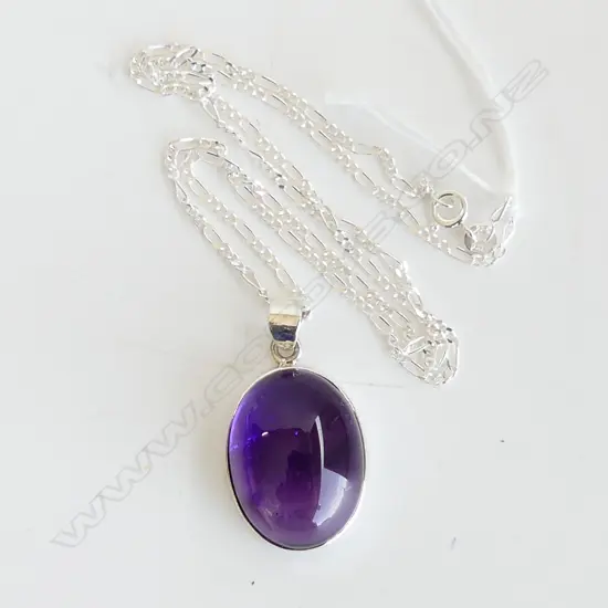 AMETHYST PENDANT ON STG CHAIN