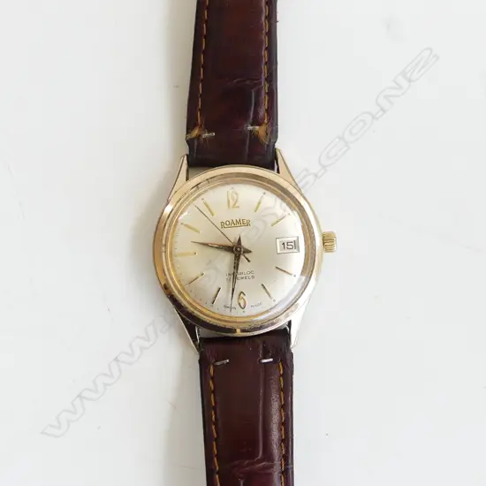 ROAMER GENTS VINATGE G/PLATE WRISTWATCH RUNNING w leather strap