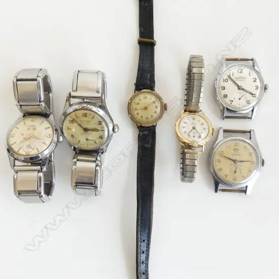 6 VINTAGE WRISTWATCHES includes 4 mid size gent's watches