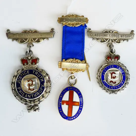 3 STG / SILVER GILT MASONIC MEDALS 