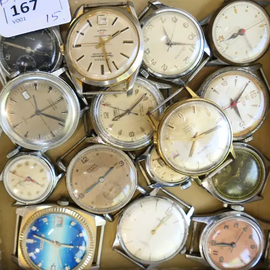 15 VINTAGE WRIST WATCH FACES - SOME RUNNING