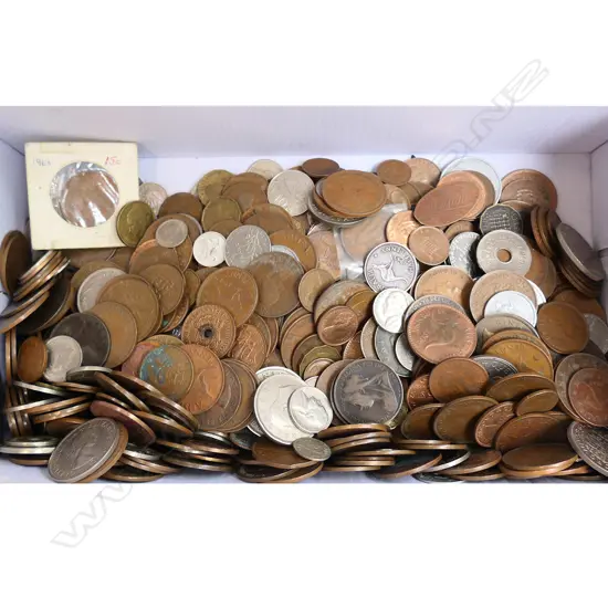 BAG ASST. WORLD COIN COLLECTIONS; JAPAN, UK, NZ RUGBY, TOKENS ETC