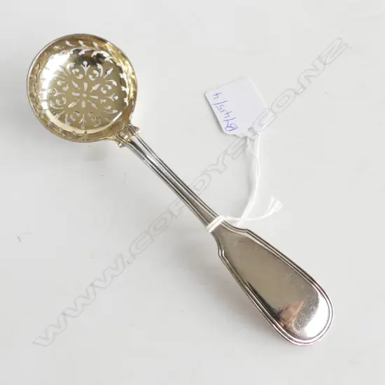 STG SILVER SUGAR SIFTER SPOON w. GILT BOWL, LONDON 1905 77 GM