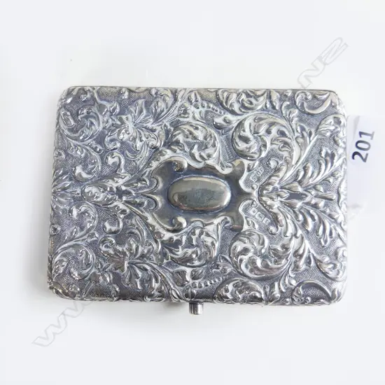 STG SILVER CARD CASE, LEATHER INTERIOR, SHEFFIELD 1909 159 GM