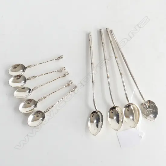 4 SILVER STRAWS + 5 SILVER APOSTLE SPOONS EUROPEAN HALLMARKS 101 GM