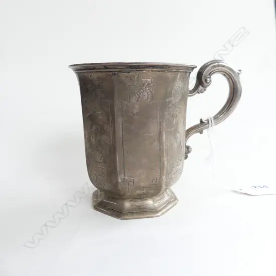 STG SILVER CHRISTENING MUG, LONDON 1856 H.95mm 161 GM