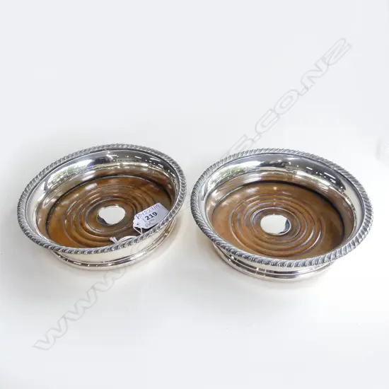 PR SILVER PLATE WINE COASTERS 155mm dia