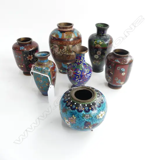 7 PCS OLD ORIENTAL CLOISONNE (MAYBE JAPANESE?)