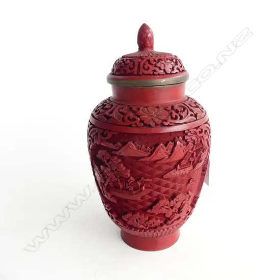 CINNABAR LIDDED JAR H.210mm